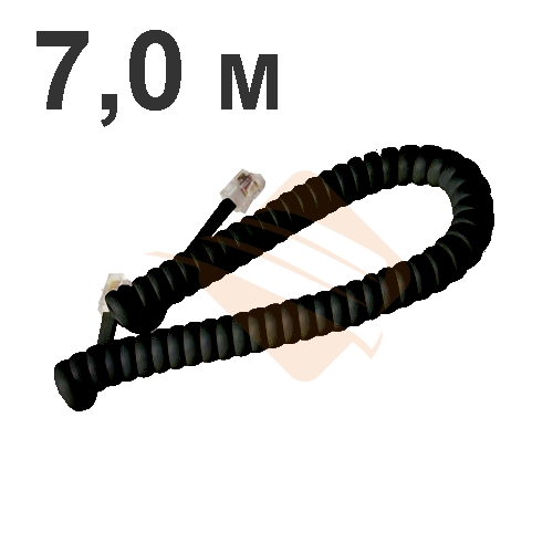 Коммутационный шнур витой для подключения трубки 7 метров, черный, Rexant (18-2073)