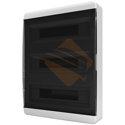 Бокс настенного монтажа на 54 модуля (3х18), прозрачная черная дверь .